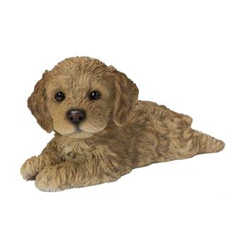 Štěně Cockapoo ležící polyresinové sv.hnědé 21cm