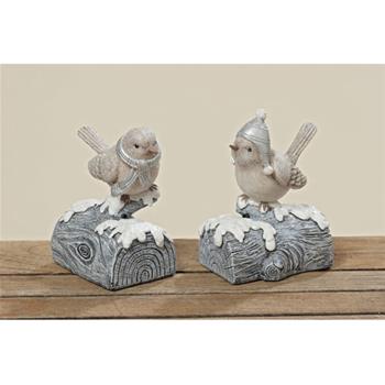 Pták na větvi se zvukem béžový 14cm