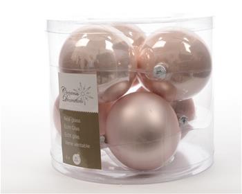 Sada skleněných ozdob růžová 8cm/6ks