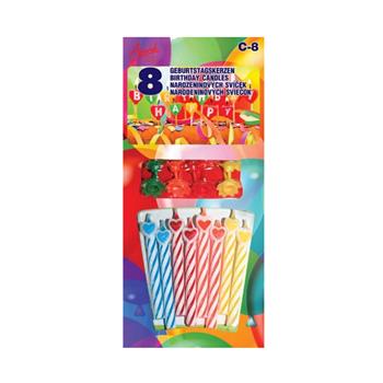 Sada dortových svíček se srdíčkem 8ks