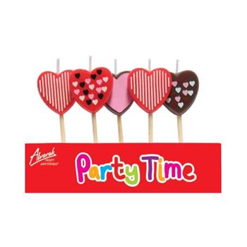 Sada dortových svíček - srdíčka 5ks