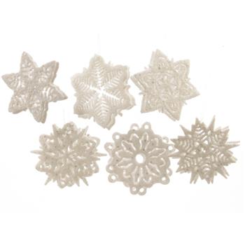 Ozdoba vločka plastová 2ks, 10cm - mix tvarů