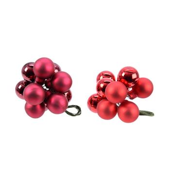 Svazková skleněná koule s drátkem 2cm leská/matná červená mix 10ks