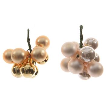 Svazková skleněná koule s drátkem 2cm leská/matná, zlatá/růžová mix 10ks