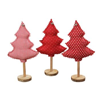 Strom na podstavci dřevěný a látkový mix barev 36cm