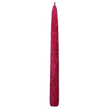 Svíčka kónická drápaná perleťová červená 23cm