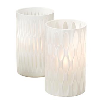 Svícen válcový skleněný MALOS 20cm bílý