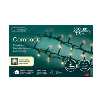 Řetěz svítící venkovní Compact 350LED t. bílá s časovačem, stmívačem zelený 7,5m