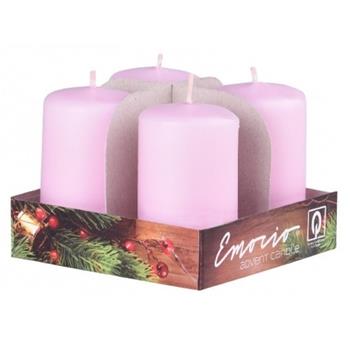 Svíčka válcová lakovaná růžová 8cm/4ks