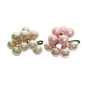 Svazková skleněná koule s drátkem 2cm leská/matná, růžová/perleťová mix 10ks