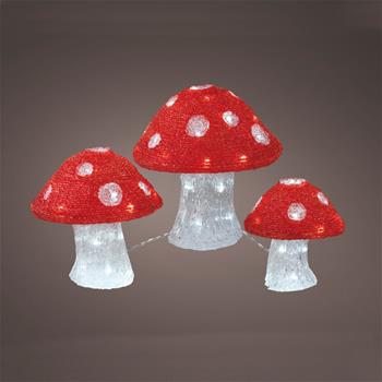 Muchomůrky svítící venkovní 72LED st.bílá s časovačem 3ks