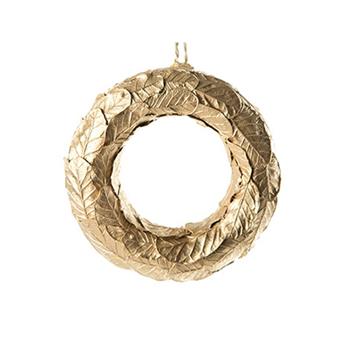 Věnec CHARM dekor listy zlatý 17cm