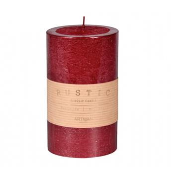 Svíčka válcová RUSTIC metalická červená 12cm