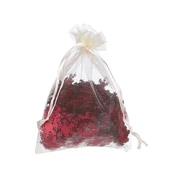 Posyp vločky sáček organza červená 25g