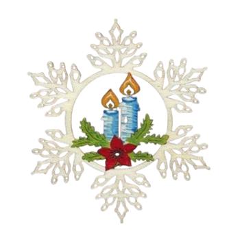 Ozdoba vločka se svíčkami dřevěná 9cm