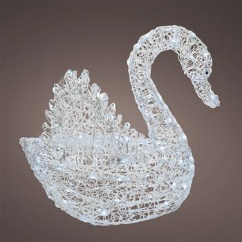 Labuť venkovní 50LED st.bílá s časovačem na babterky, akrylová 40cm