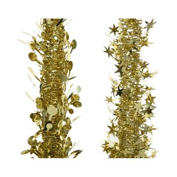 Řetěz vánoční + hvězdy a kolečka zlatý 2,7m