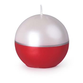 Svíčka koule dvoubarevná bílo-červená 7cm