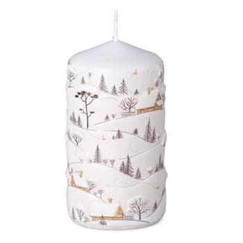Svíčka válcová Snowy Poetry bílá 11cm