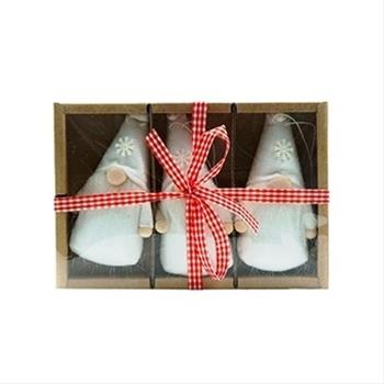 Ozdoba Santa Claus s vločkou plstěný 10cm bílý  3ks