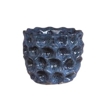 Obal na květináč kulatý DENTED keramika glazovaný modrá 13cm