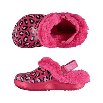 Nazouváky dětské s kožešinou LEOPARD vel.25/26 růžová