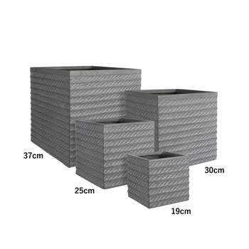 Květináč hranatý z magnesia CORDA šedý 19cm