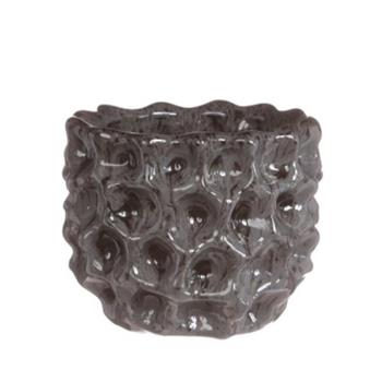 Obal na květináč kulatý DENTED keramika glazovaný šedá 13cm