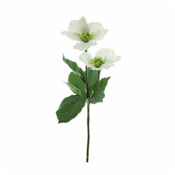 Čemeřice řezaná umělá se 2 květy krémová 34cm