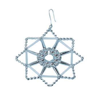 Ozdoba hvězda stříbrno-bílá 9cm