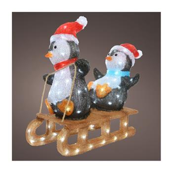 Tučňáci na saních venkovní akrylový 110LED st.bílá 61cm