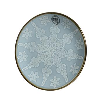Talíř kamenivový mělký s vločkami sv.modrý 19,5cm