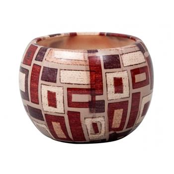Obal na květináč kulatý keramický MANES KUBIKO BROWN lesklý 16cm