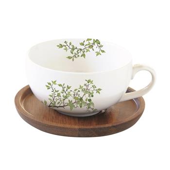 Šálek porcelánový s dřevěným podšálkem NATURA 250ml