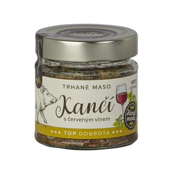 Maso trhané kančí s červeným vínem 140g
