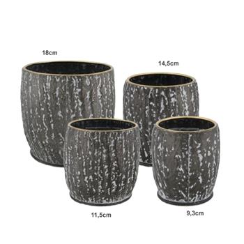 Obal na květináč kulatý s vložkou kovová patina černá 14,5cm