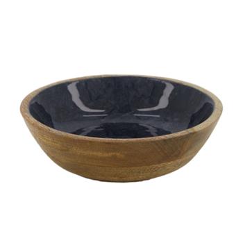 Miska kulatá dřevěná s modrým lakem 23cm