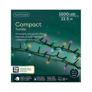 Řetěz svítící venkovní Compact 1000LED barevný s časovačem, 8 funkcí, zelený 22,5m