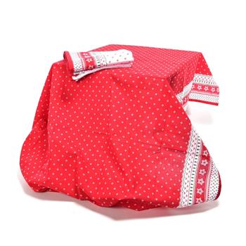 Ubrus s hvězdami bavlněný bílý/červený mix 140x180cm