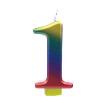 Dortová svíčka duhové číslo 1