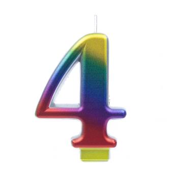 Dortová svíčka duhové číslo 4