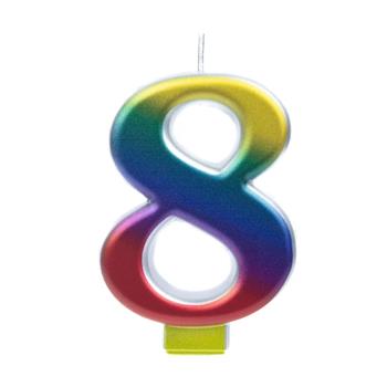 Dortová svíčka duhové číslo 8