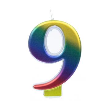Dortová svíčka duhové číslo 9