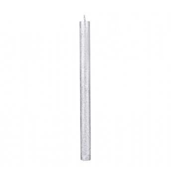 Svíčka dlouhá RUSTIC metalická stříbrná 30cm