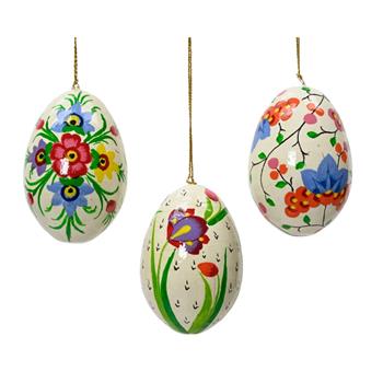 Ozdoba vejce dřevěné s květy mix 5cm