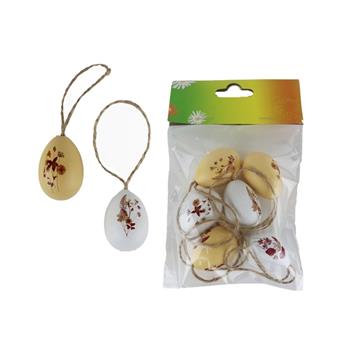 Ozdoba plastové vejce s květy, 6ks