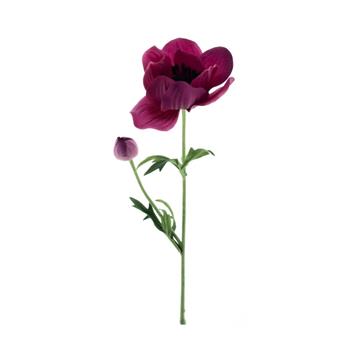 Sasanka MINA řezaná umělá s 1květem a poupětem fuchsiová 63cm