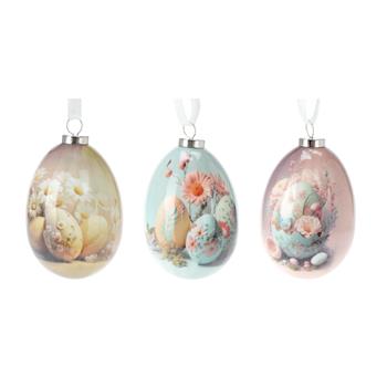 Ozdoba pěnové vejce/kraslice s květy mix 2ks