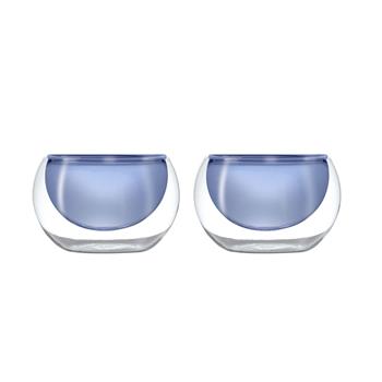 Miska kulatá s dvojitou stěnou z borosilikátového skla modrá 180ml 2ks