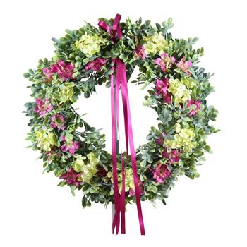Růžová romance věnec na dveře 35cm